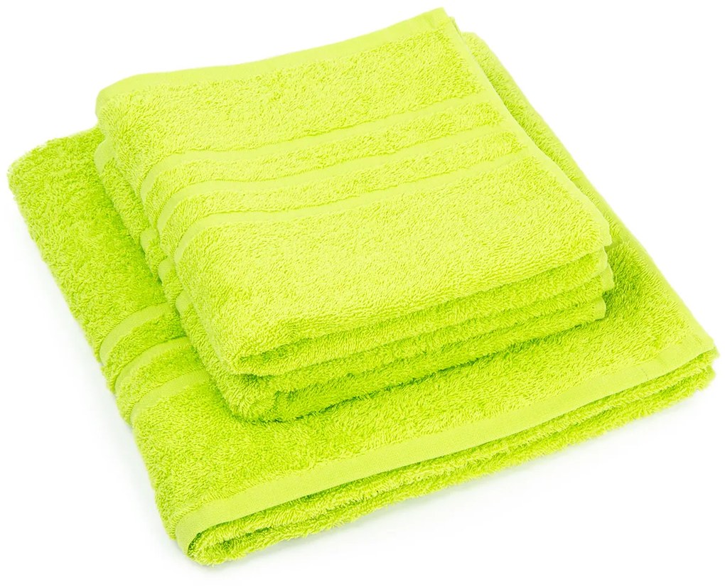 Classic kéztörlő és törölköző szett, zöld, 2 db 50 x 100 cm, 1 db 70 x 140 cm, 2 db 50 x 100 cm, 1 db 70 x 140 cm