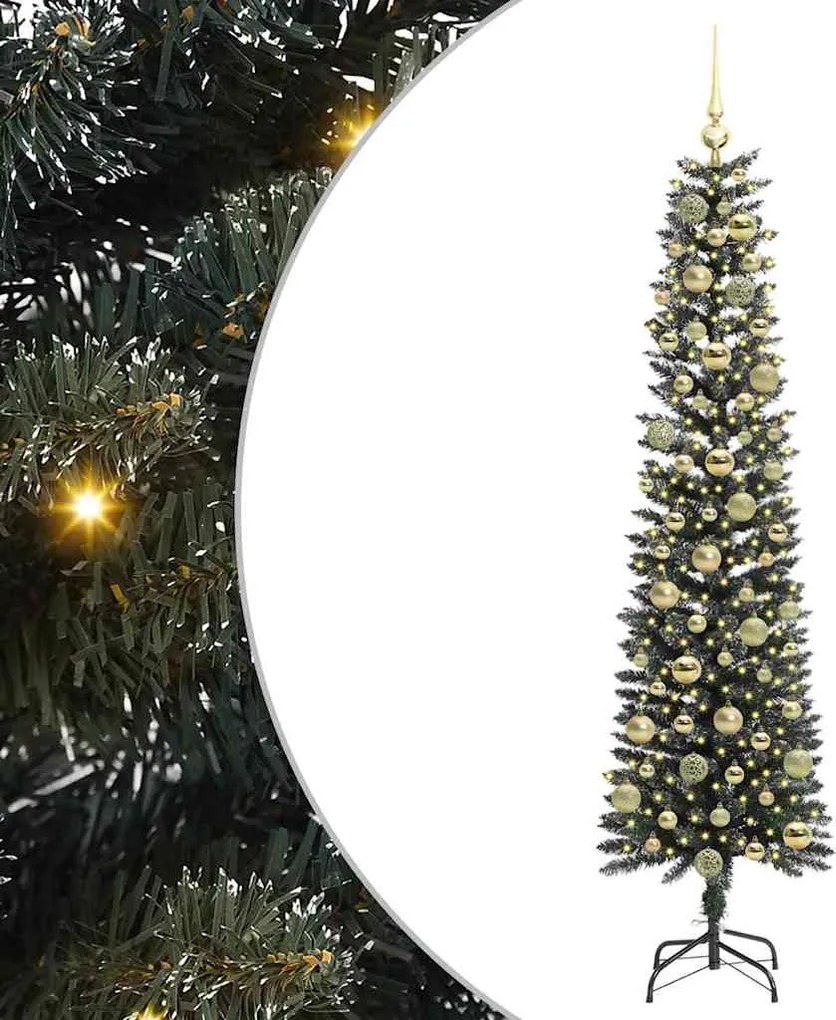 vidaXL Mű karácsonyfa 300 LED-del Zöld 180 cm PVC és Műanyag és Acél
