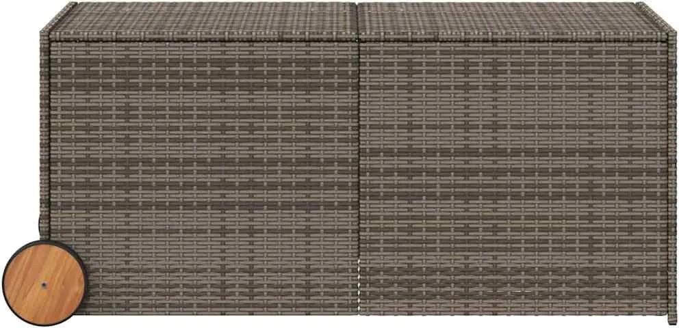 vidaXL szürke polyrattan kerti tárolóláda kerekekkel 283 L