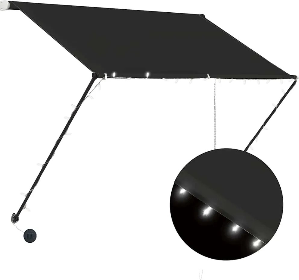 vidaXL feltekerhető antracitszürke napellenző LED-del 150 x 150 cm