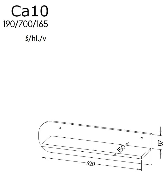 Polc typ CA10 Caryl (világos grafit + fényes fehér + nash tölgy). Akció -17%. 1040650