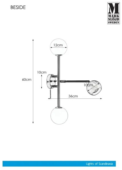 Markslöjd 108256 - Fali lámpa BESIDE 2xG9/20W/230V + 1xGU10/7W/230V króm