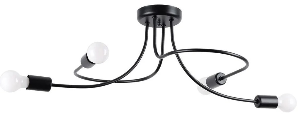 Sollux SL.1455 - Csillár rúdon LEVAR 4xE27/15W/230V fekete