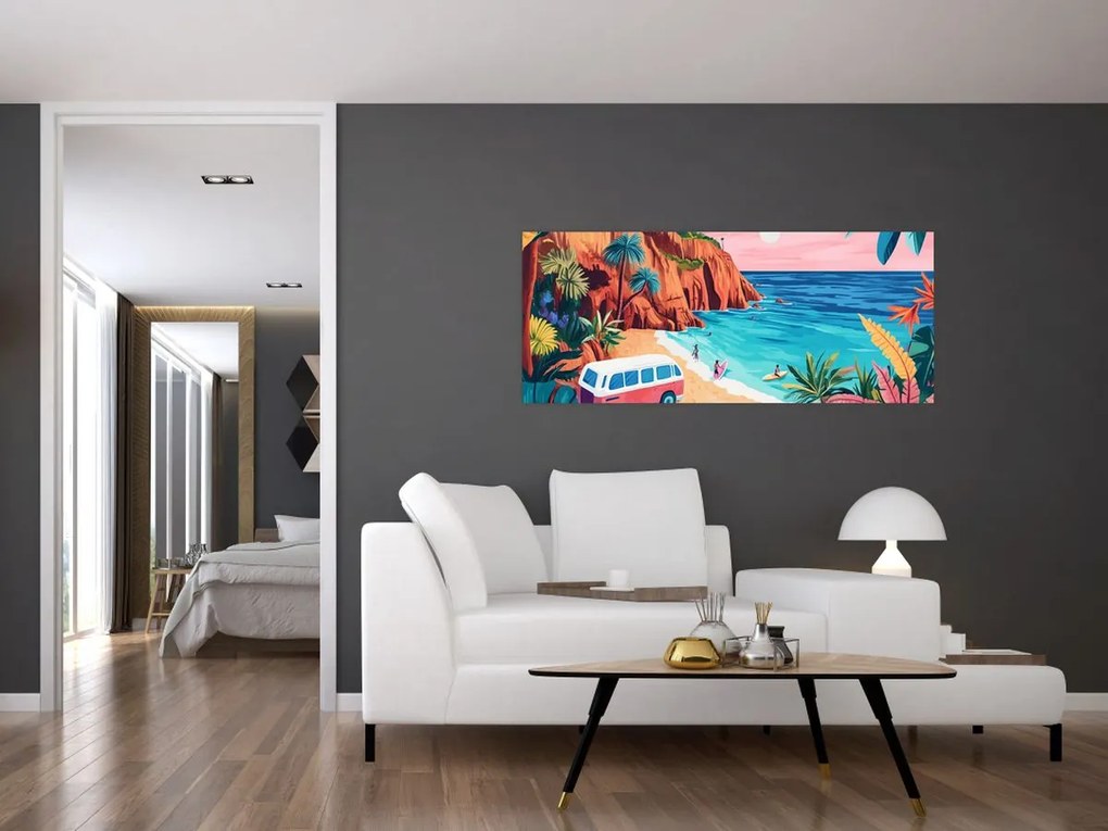 Kép - Lakóautó az óceánnál (120x50 cm)