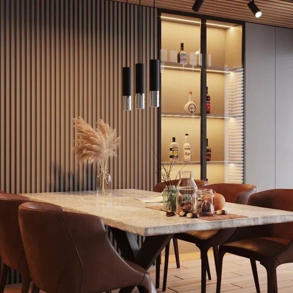 Sollux SL.0940 - Csillár zsinóron LOOPEZ 1xGU10/10W/230V fekete/króm