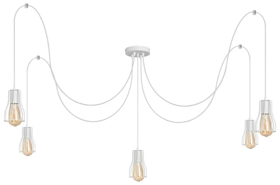 Csillár zsinóron TUBE 5xE27/15W/230V pók fehér