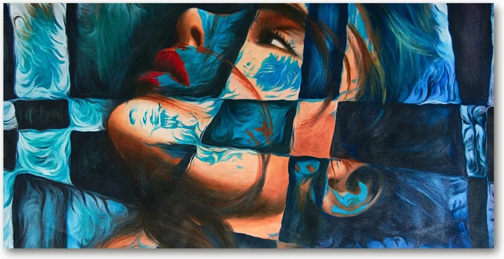 Fotó-üvegkép Nő absztrakt 140x70