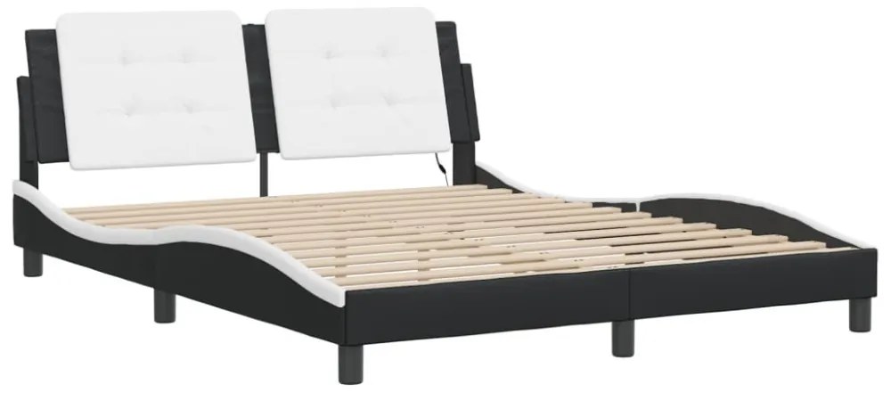 fekete és fehér ágykeret LED-ekkel matrac nélkül Zadar 160 x 200 cm