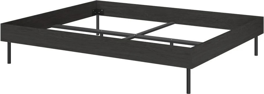 Fekete forgácslemez franciaágy ágytámla nélkül ágyráccsal 200x200 cm Streiko – noo.ma