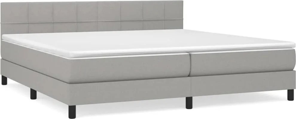 vidaXL világosszürke szövet rugós ágy matraccal 200 x 200 cm