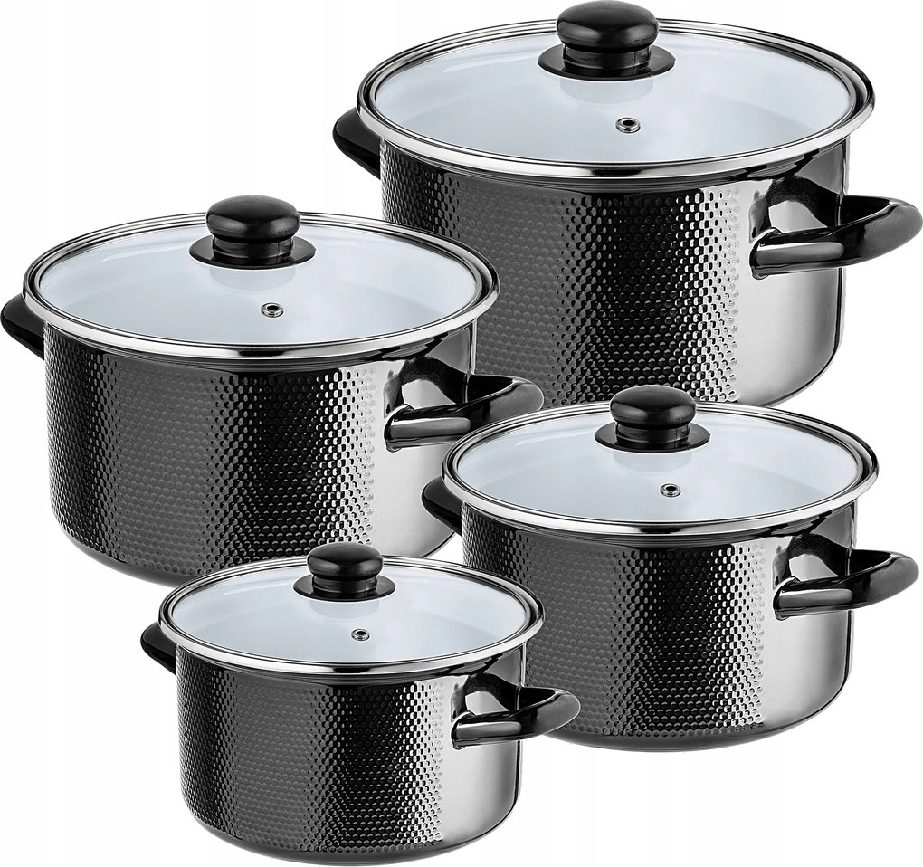 Zománcozott Edénykészlet Szett 8DB-OS Gáz Indukciós Hagyományos Fedő