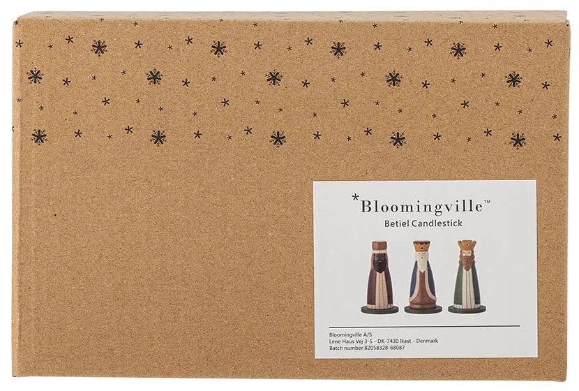 Fa gyertyatartó készlet karácsonyi mintával, 3 db-os Betiel – Bloomingville