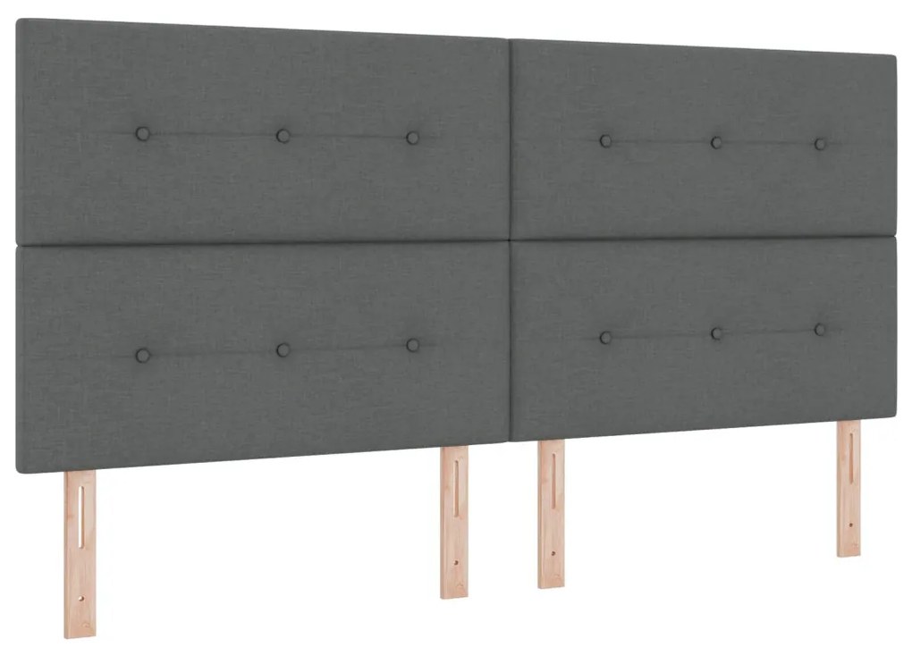 Fedett rugós ágy matraccal, sötétszürke, 200x200 cm szövet