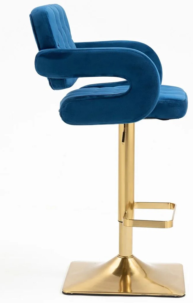 HR8403KW Tengerkék modern velúr szék arany lábbal