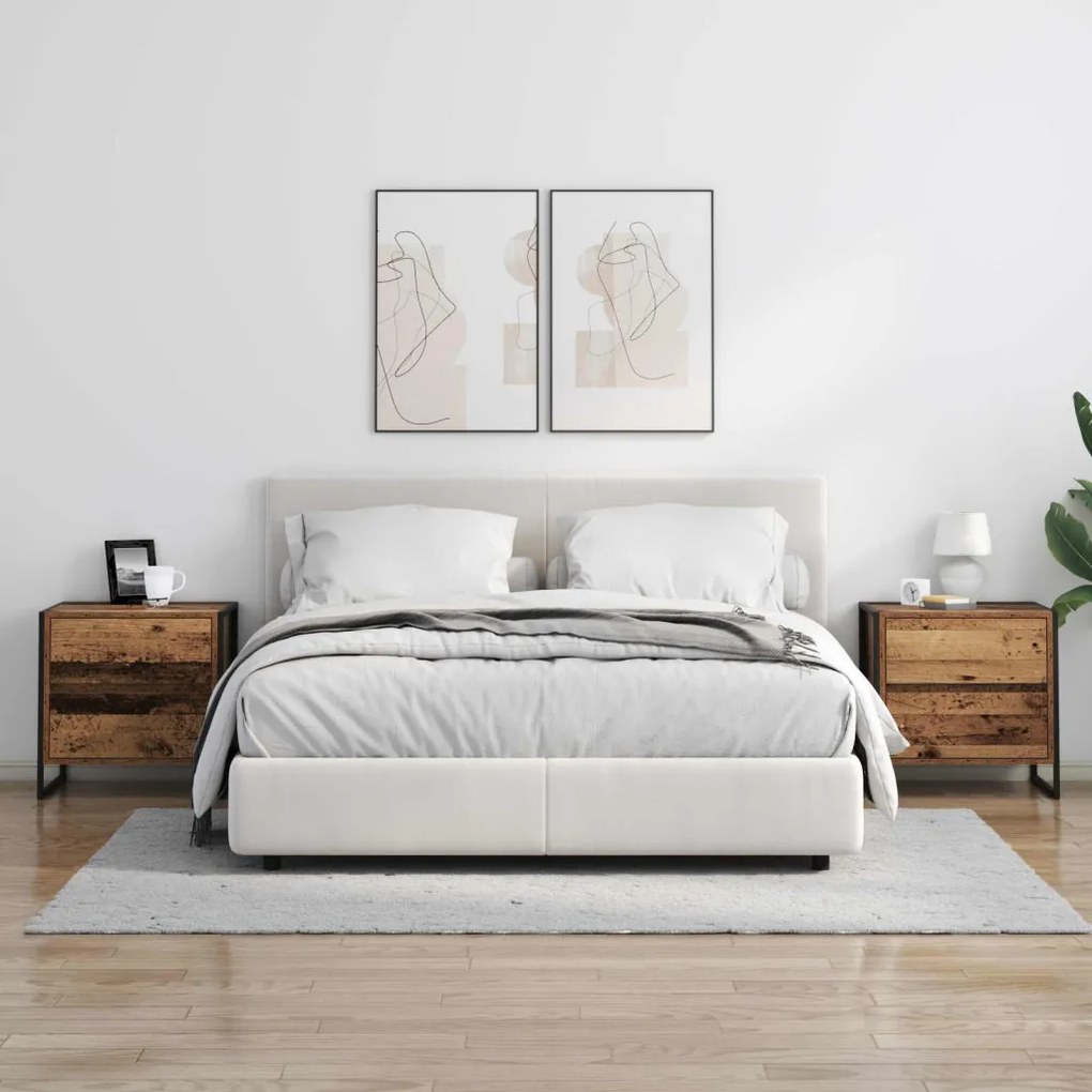 vidaXL Éjjeli asztal fiókkal Öreg fa 50 x 39.5 x 50 cm Faanyag