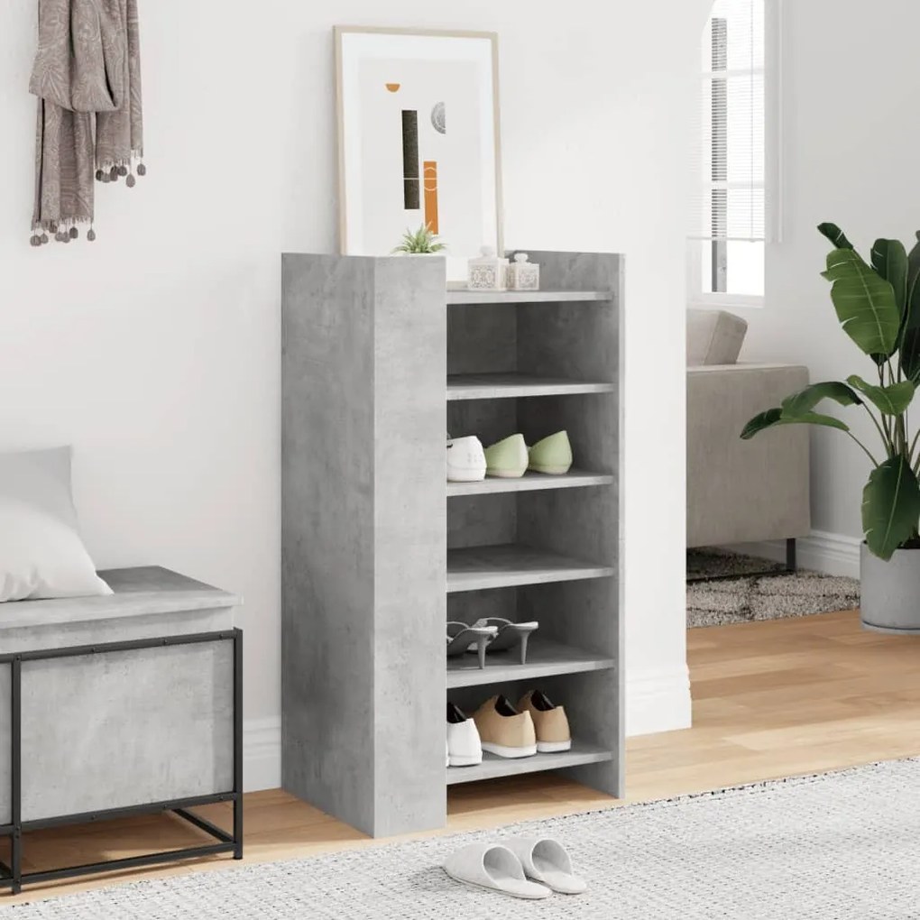 betonszürke szerelt fa cipősszekrény 52 x 37,5 x 100 cm