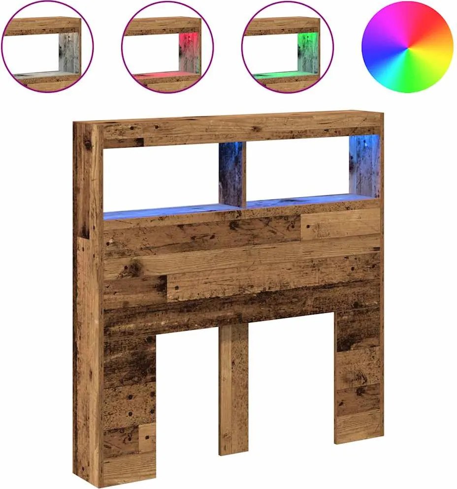 vidaXL antik fa áthidalószekrény LED-világítással 100 x 17 x 102 cm