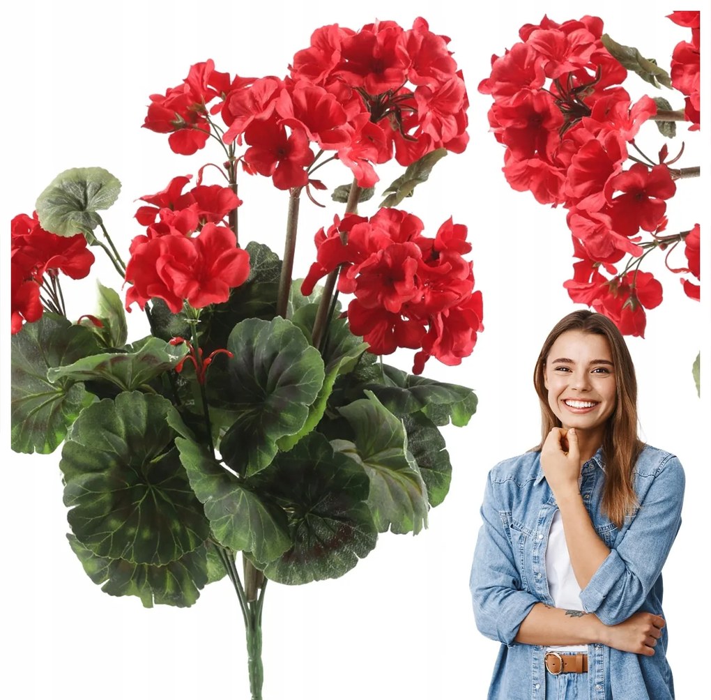 Mesterséges Muskátli, Mint Élő Mesterséges Virágok Piros Erkély Terasz