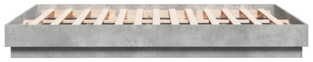 betonszürke ágykeret LED-világítással 150x200 cm
