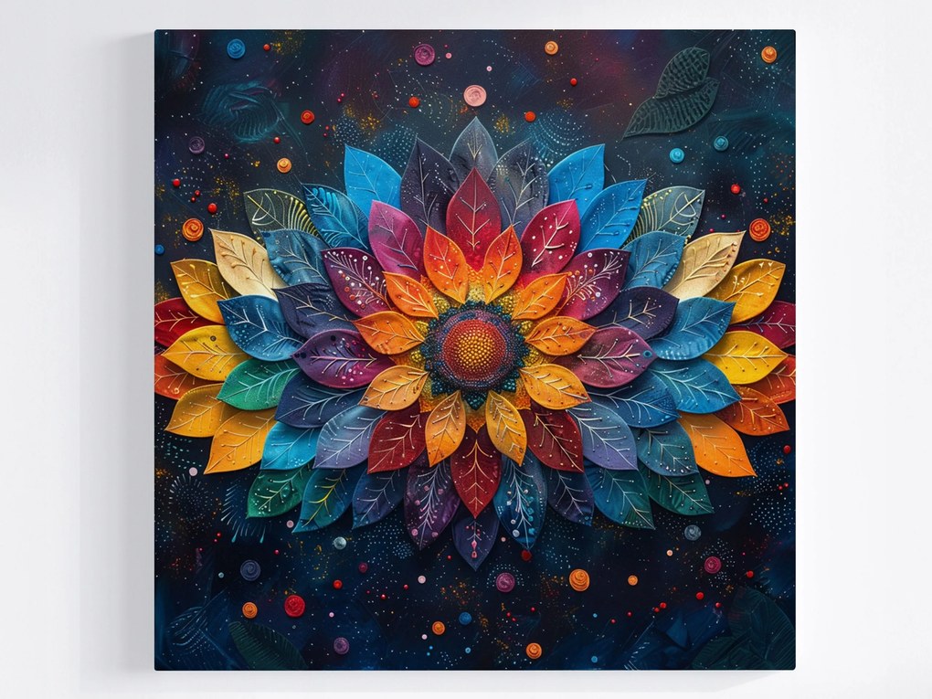 Canvas Vászonkép Színes Levelek Mandala Dekoráció Absztrakt 80x80