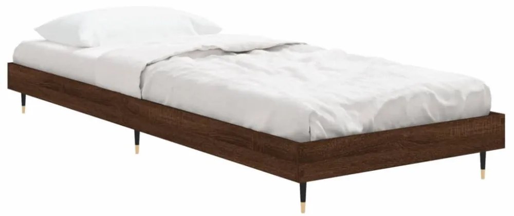 barna tölgy színű szerelt fa ágykeret matrac nélkül 75x190 cm