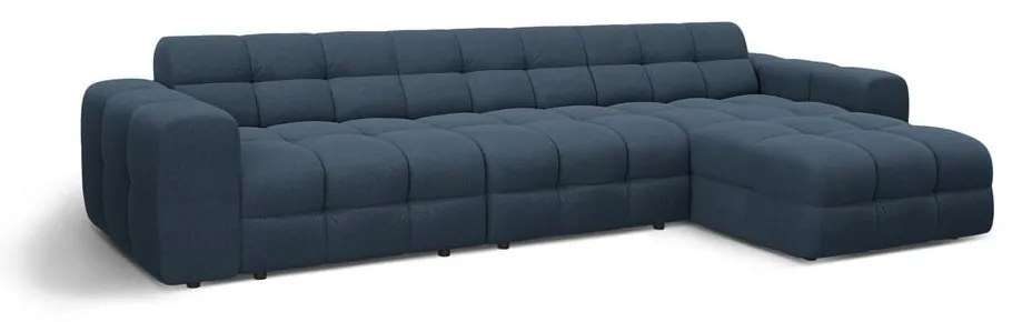 Sötétkék sarokkanapé (jobb oldali-heverő résszel) Kendal – Micadoni