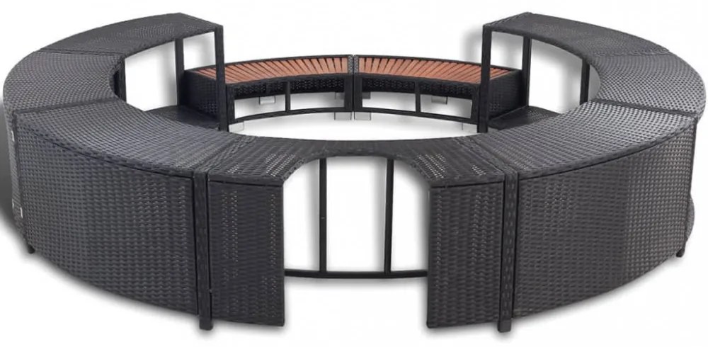 fekete polyrattan jakuzzi-keret