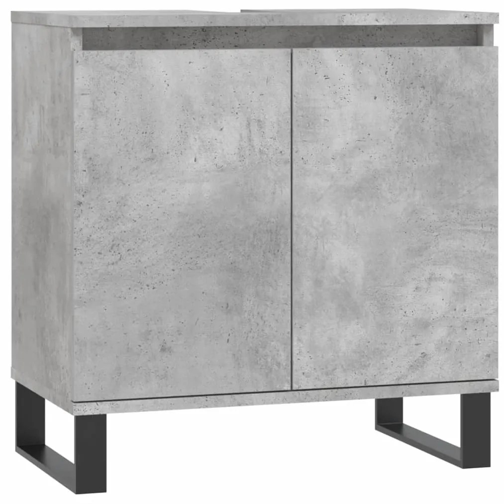Betonszürke szerelt fa fürdőszobaszekrény 58x33x60 cm