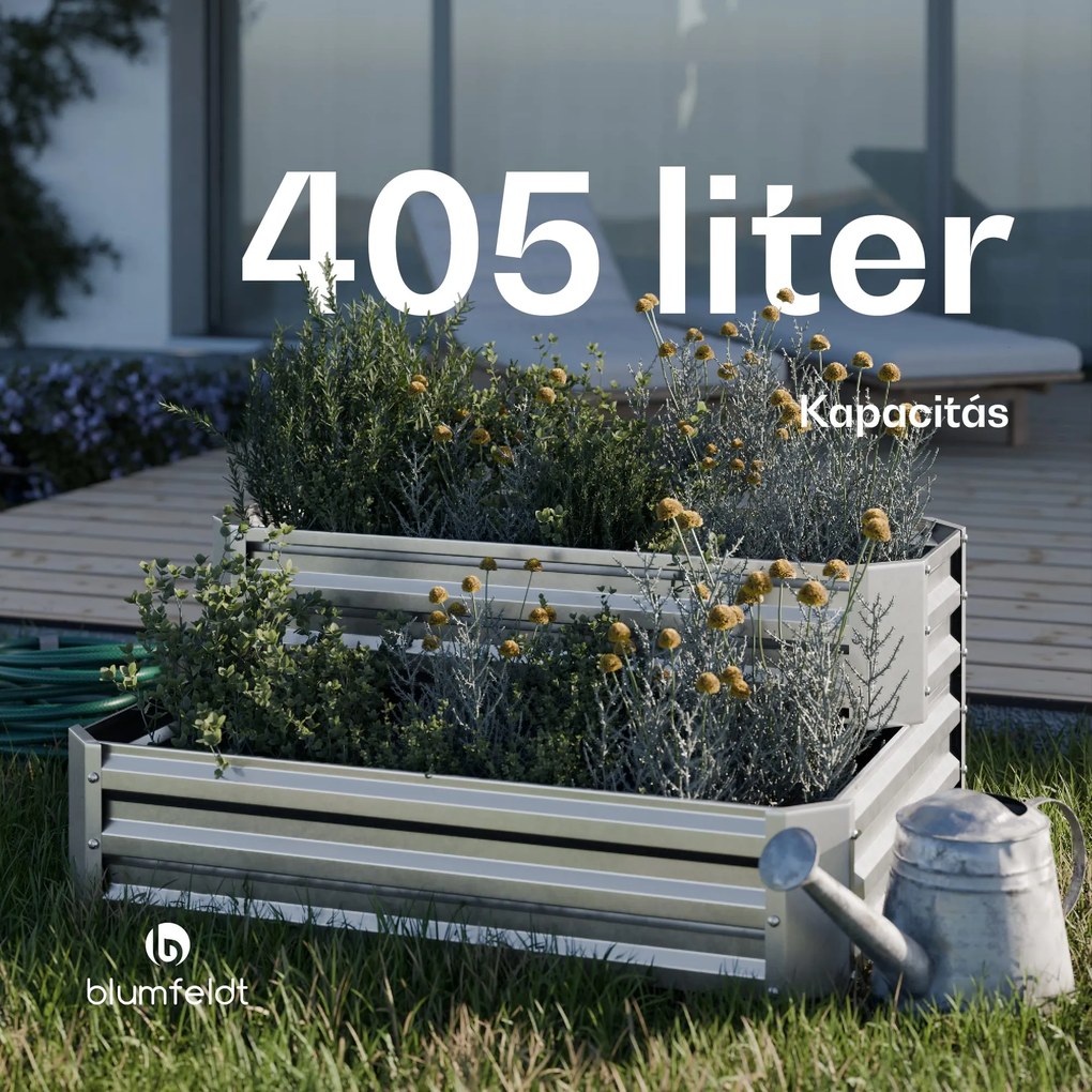 High Grow magaságyás, 2 szint, időjárásálló, korrózióálló, robusztus, 405 L