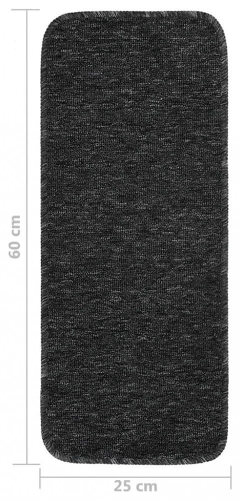 15 db antracit négyszögű csúszásmentes lépcsőszőnyeg 60 x 25 cm