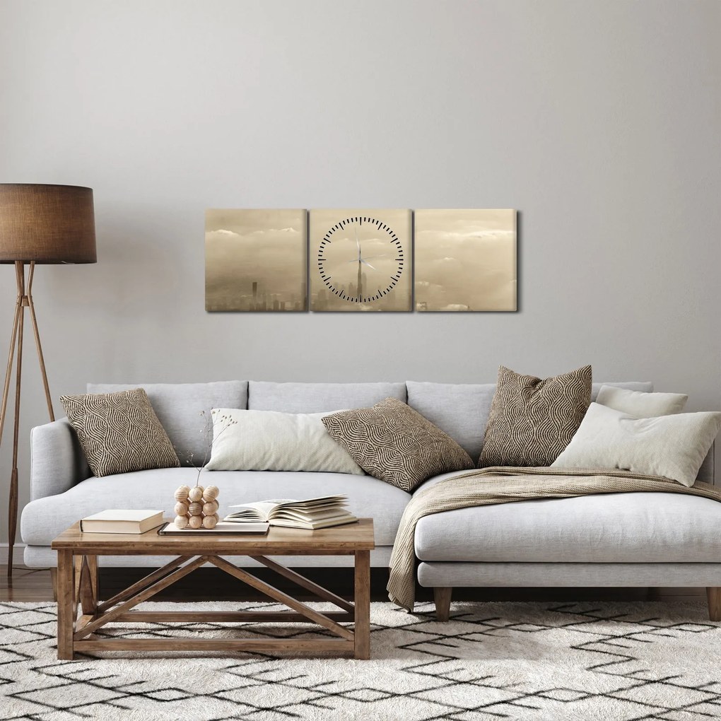 Egy város képe a felhőkben (órával) (90x30 cm)