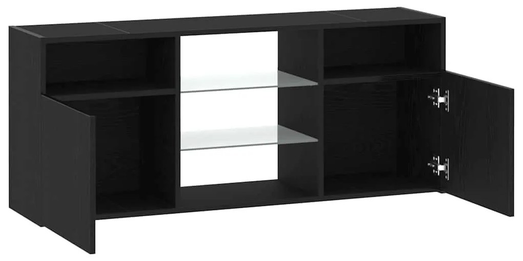fekete tölgy szerelt fa TV-szekrény LED-ekkel 120x30x50 cm