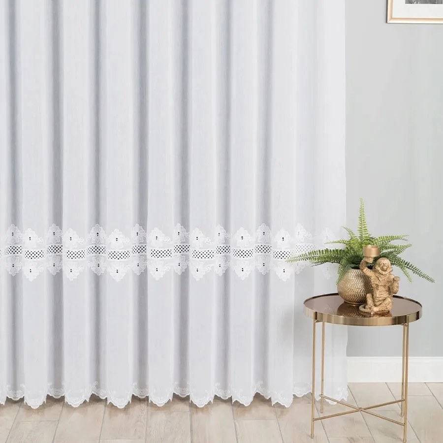 Mg Függöny 346 Batyst hímzéssel Fehér 250cm magas, 0,5m