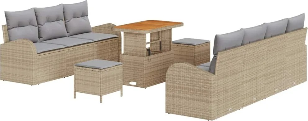 vidaXL Kerti Kanapé Szett párnával 10 pcs Beige és Világosszürke