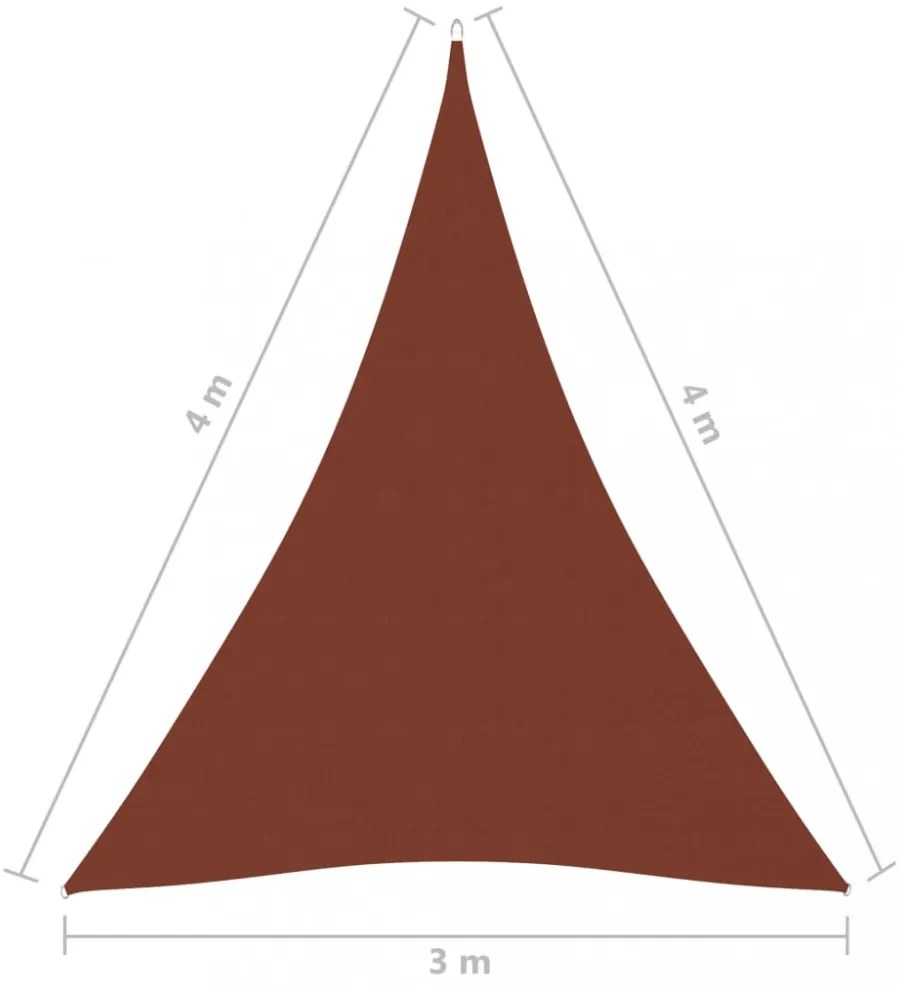 terrakotta háromszögű oxford-szövet napvitorla 3 x 4 x 4 m