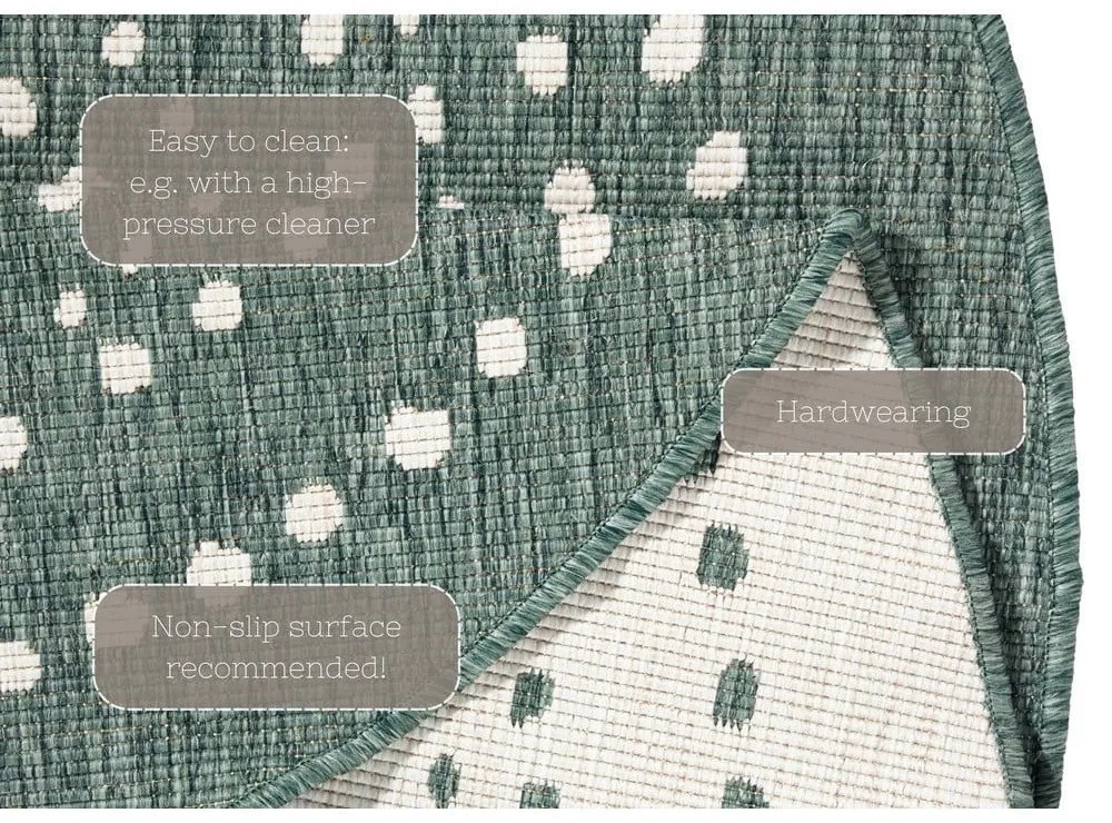 Bali zöld, kültérre is alkalmas kétoldalas kerek szőnyeg, Ø 140 cm - NORTHRUGS