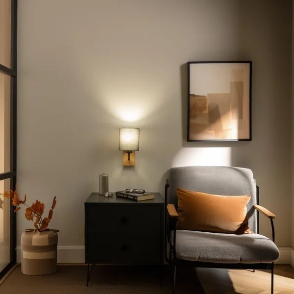 Brilagi - Fali lámpa NUBILA WOOD 1xE27/25W/230V tölgy/antracit