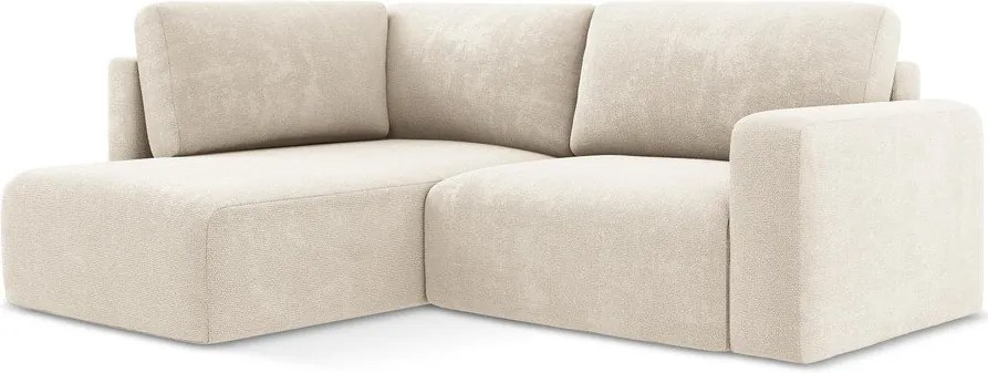 Krémszínű zsenília kinyitható-tárolóhelyes sarokkanapé (bal oldali-L alakú) Kona – Makamii