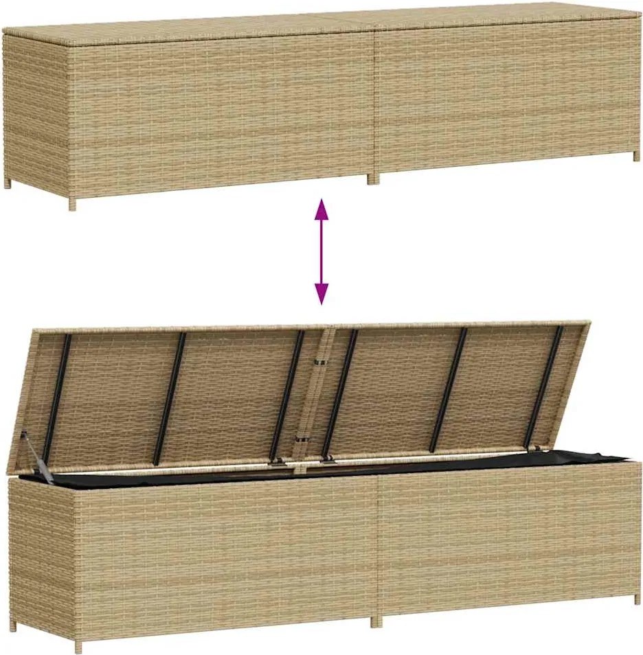 vidaXL vegyes bézs polyrattan kerti tárolóláda 469 L