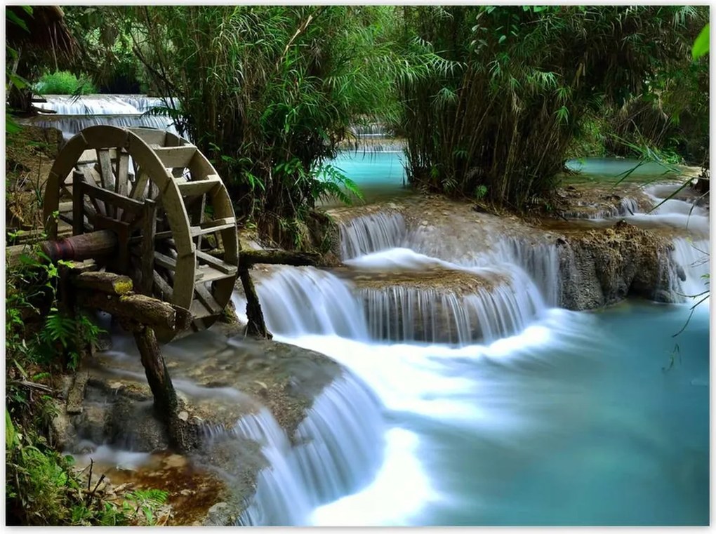 Poszterek 135x100 Fa malom a folyón