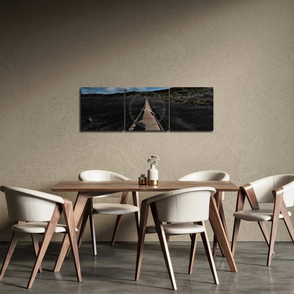 Egy kép a fa útról alkonyatkor (órával) (90x30 cm)