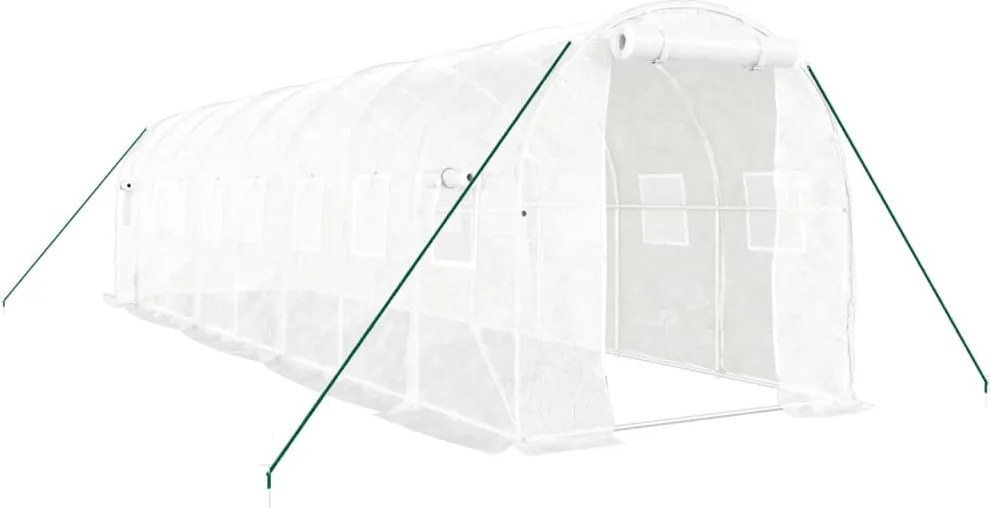 vidaXL fehér acélvázas melegház 16 m² 8 x 2 x 2 m