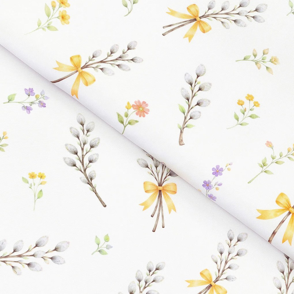 Goldea tavaszi teflon szövet terítőknek - barka mintás 160 cm