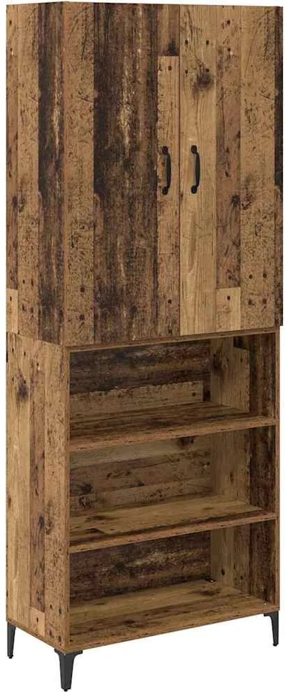 vidaXL Magasfiú Falra szerelhető Öreg fa 69,5 x 34 x 180 cm Faanyag