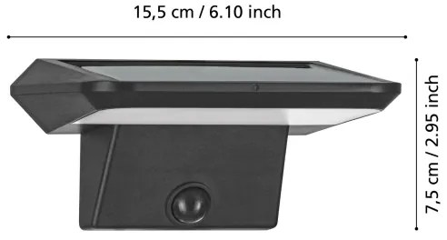 Eglo 48944 - PORRASSA napelemes LED fali lámpa érzékelővel, 20W/3,7V, IP44
