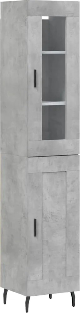 vidaXL betonszürke szerelt fa magasszekrény 34,5x34x180 cm