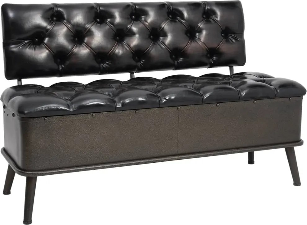 vidaXL fekete műbőr tárolópad háttámlával 110 cm