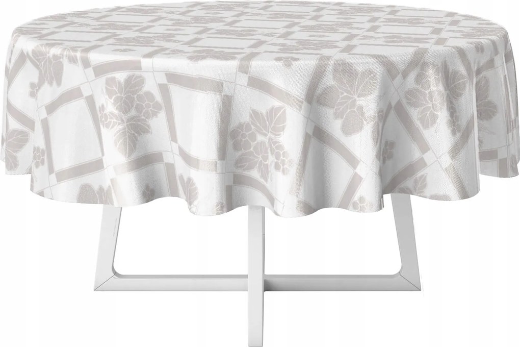 Cerata Abrosz Cerata Fehér Ezüst Virágok Kockás Kerek Vastag Kör 120 cm