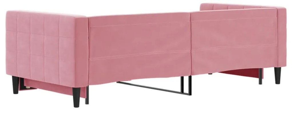 rózsaszín kihúzható bársony heverő 90 x 200 cm