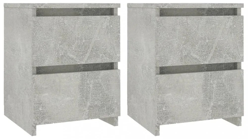 2 db betonszürke szerelt fa éjjeliszekrény 30 x 30 x 40 cm